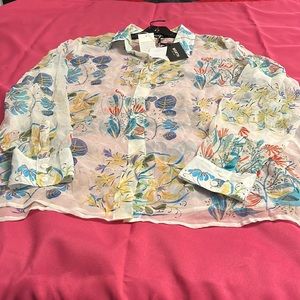 Worth New York  multicolor 100% silk blouse Size extra large